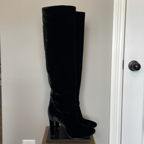 Alberta Ferretti Velvet Black Tall Boots - Picture 10 of 16